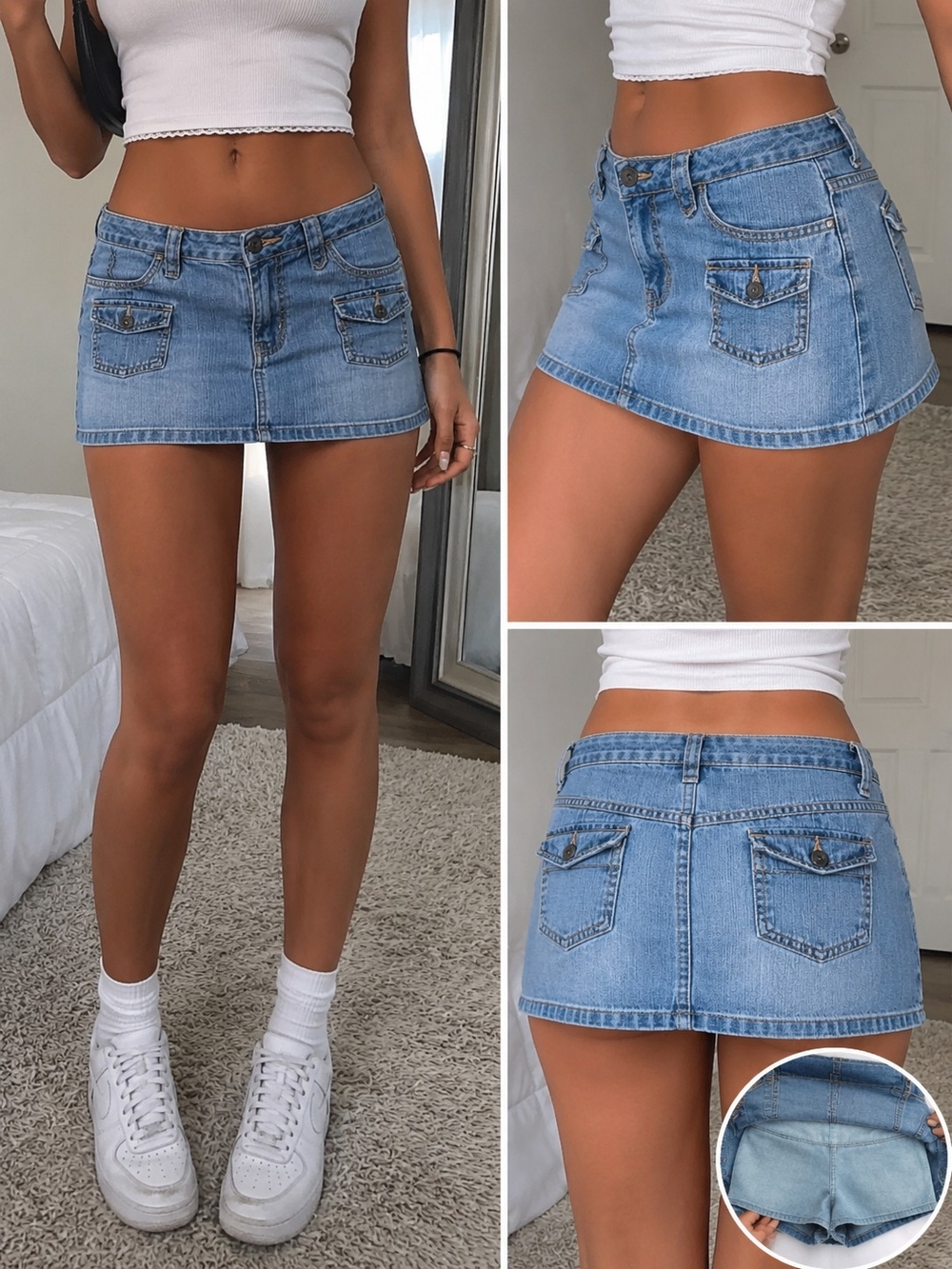 Vintage Y2K Denim Skort - Faded Glory Size 14